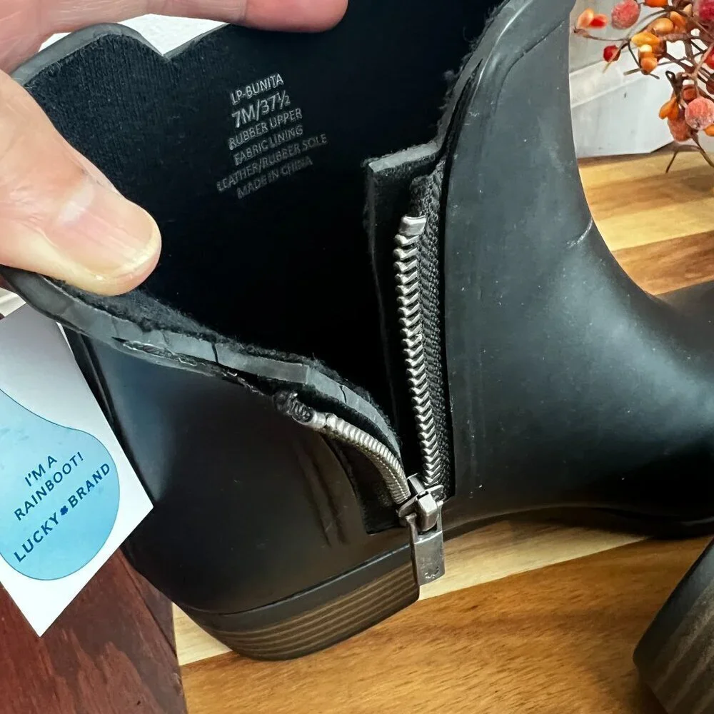 Lucky Brand ''BUNITA'' Women's Rain Boot Black Rubber Size 7.0 M Black